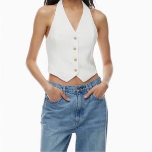 Aritzia White Halter Crop Vest Vito sz 10